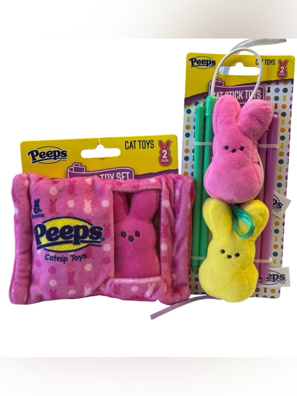 Peeps Plush Catnip & Cat Teaser Toy Set